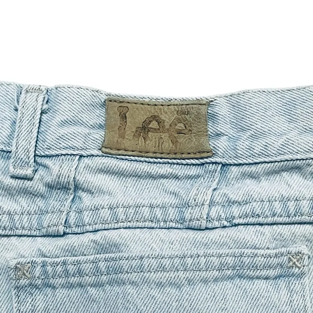 Vintage 80s Lee Denim Jeans Light Wash 32.5 x 30.25 High Rise USA Union Made 013